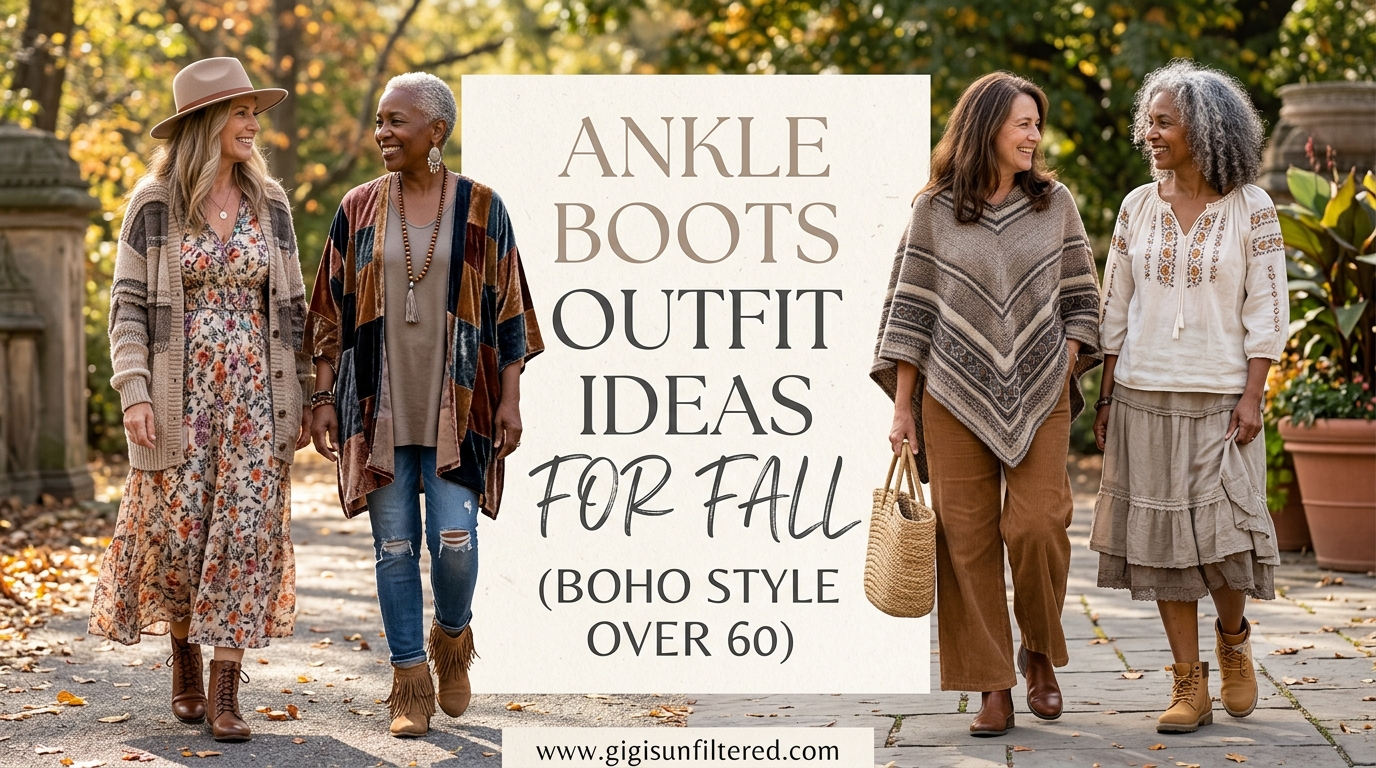 Ankle Boots Outfit Ideas for Fall (Boho Style Over 60)